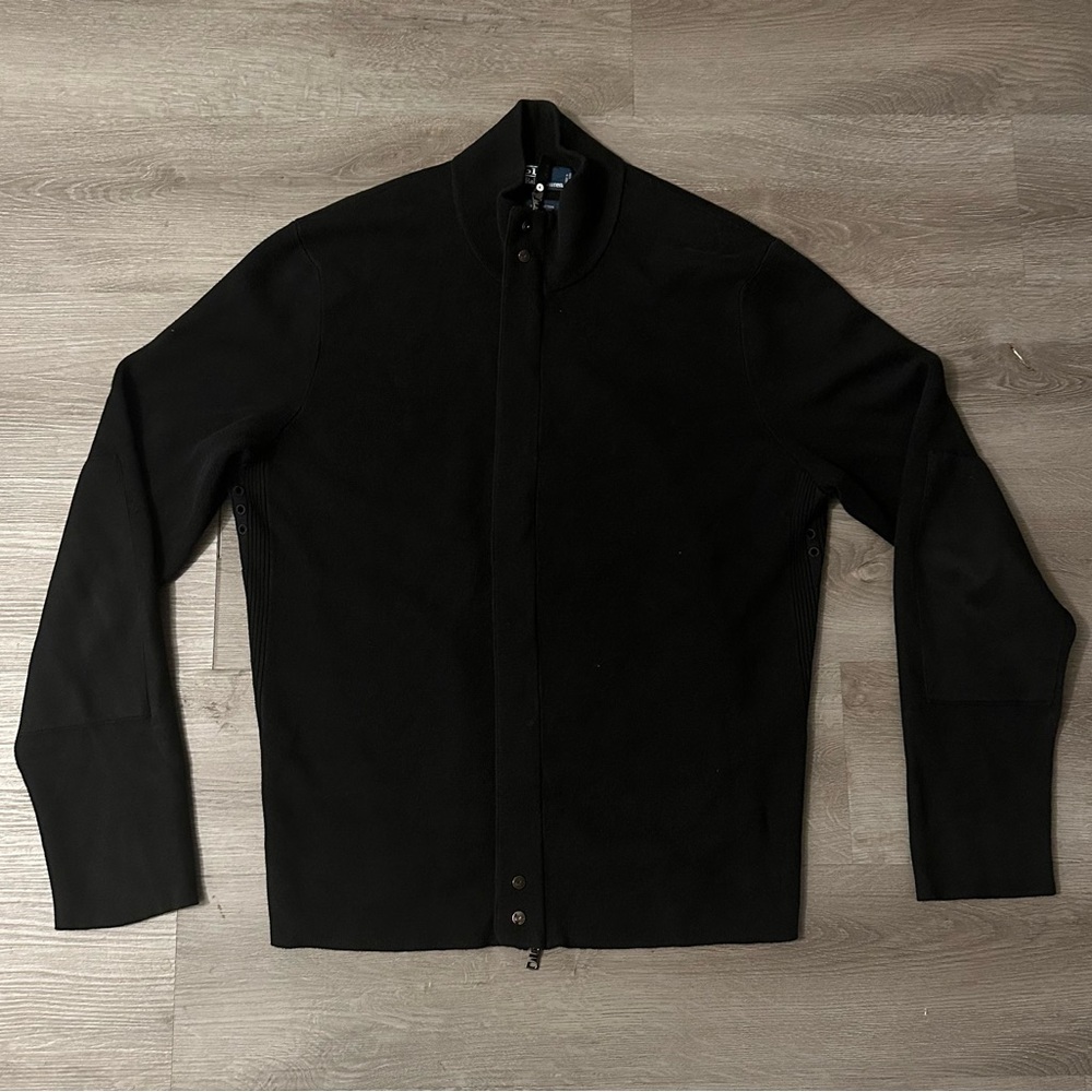 Polo Ralph Lauren Black 2 Buttons Top & Bottom  Mockneck Pullover Cotton Size XL